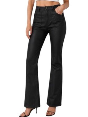 FRAME Le Flare de Francoise Coated Waxed Black Jeans Size 30 High Rise